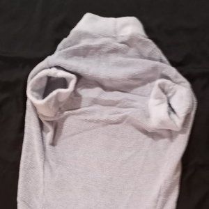 New Handmade Steel Blue Cotton Knit with Faux Fur Collar Trim Dog Sweater